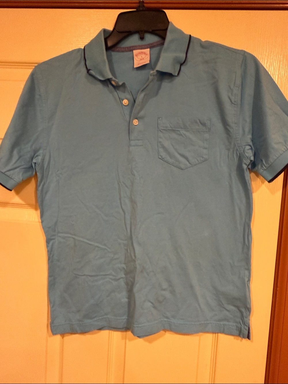 Men's Brooks Brothers Light Blue Polo Shirt with Chest Pocket